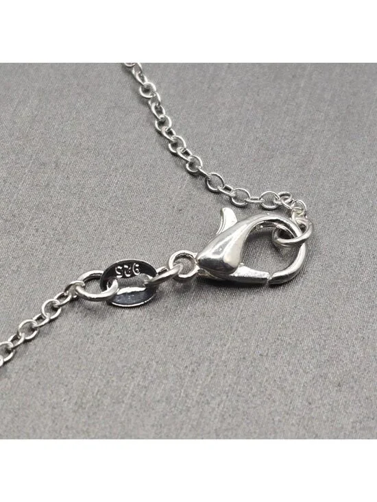 Sterling Silver Mother Daughter Heart Pendant Necklace Open Work Signed LA 925 - Picture 10 of 11